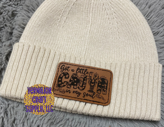 Laser Engraved Patched Beanie